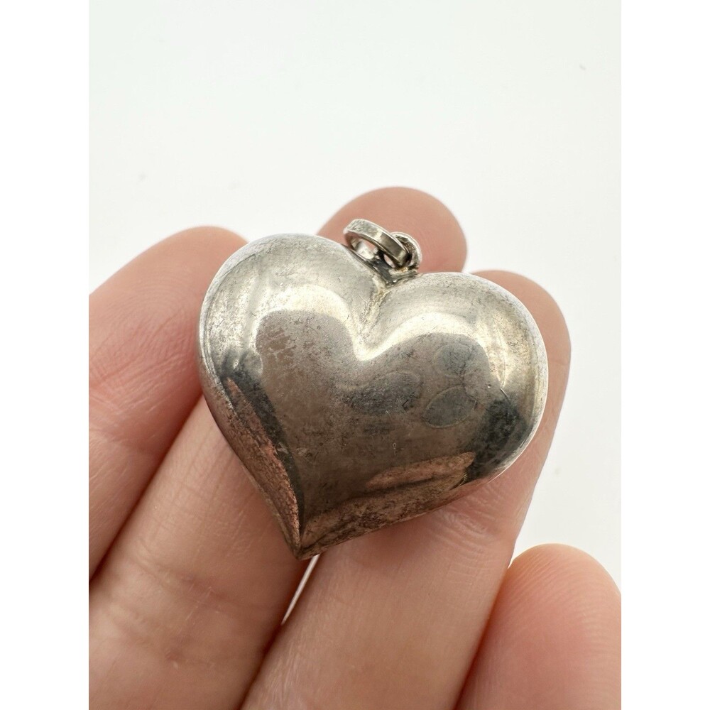 Vintage 925 Sterling Silver Puffy Heart Pendant